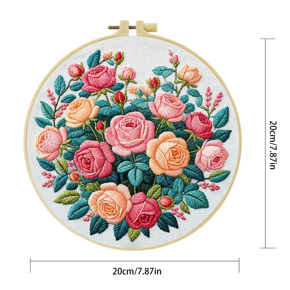 1 Stück 20X20CM/15X15CM 7,87/6,3 Zoll Blumen-Stickerei-Starter-Kit DIY-Kit DIY-Stickerei-Set Handarbeiten Malerei – Detail 4