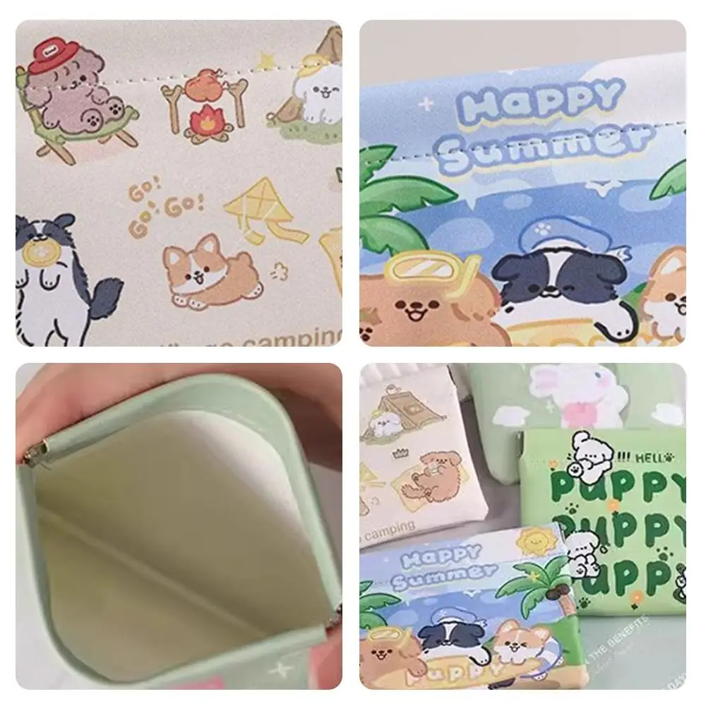 Multifunctional PU Lipstick Makeup Bag Automatic Closing Cartoon Mini Coin Purse Waterproof Data Cable Storage Bag Travel