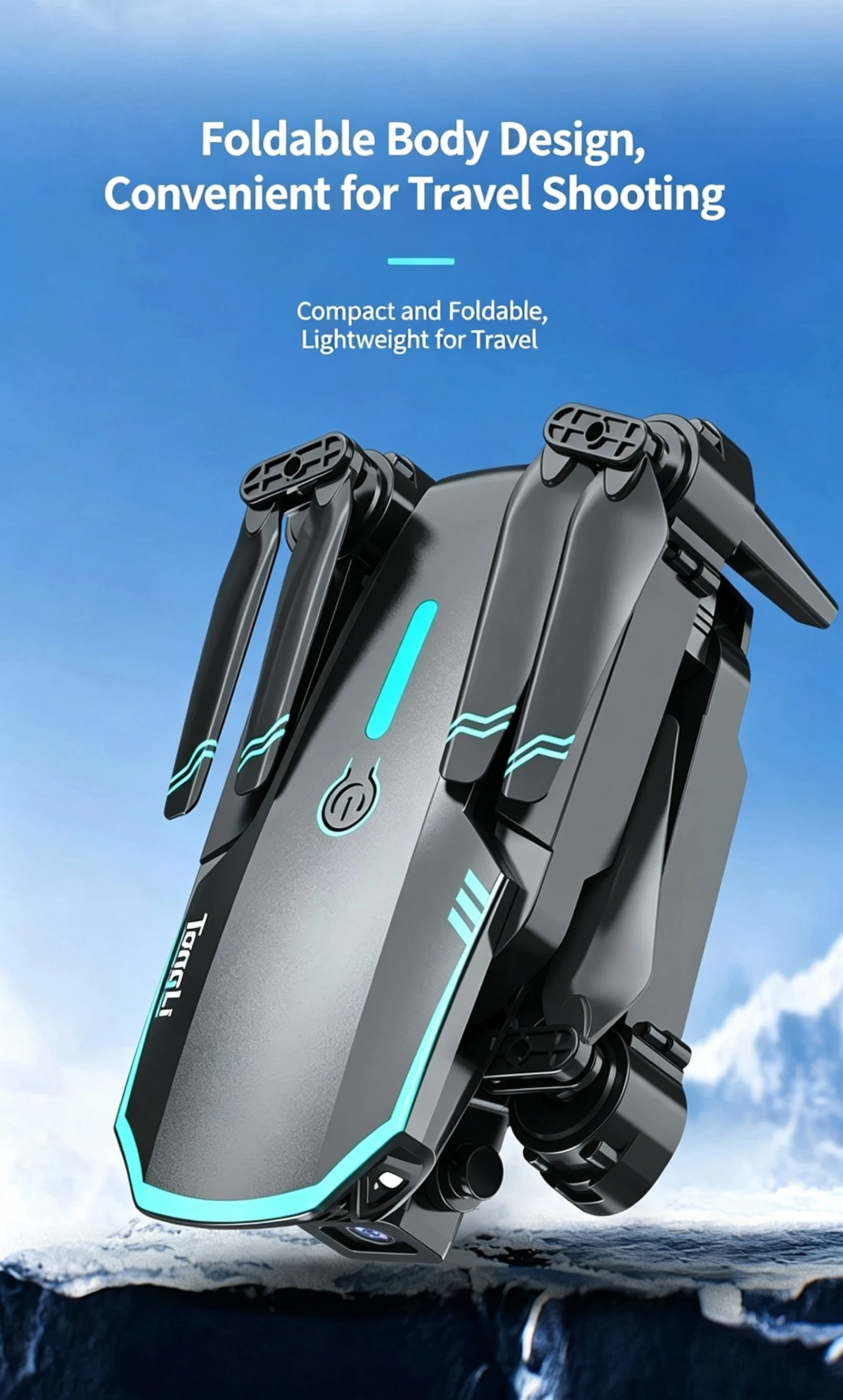 TONGLI Foldable Drone RC Quadcopter with 3.1‑Inch Large‑Screen Remote Control Single‑Camera Aerial Version One‑Key Takeoff Gesture Photo Headless Mode Long Battery Life Long‑Range Portable FPV Aircraft for Teen & Adult Beginners Ideal Photography Gift