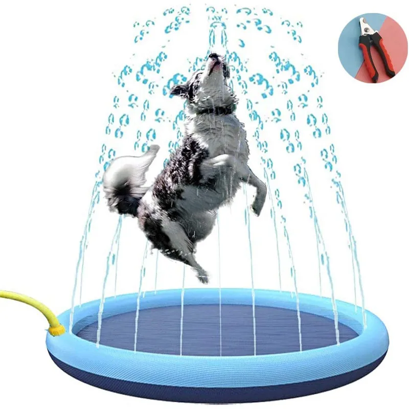 Large Dog Swimming Pool Inflatable Thickened Non-slip Pet Spray Pad Foldable Summer Outdoor Water Play Mat Pet Bath Pool