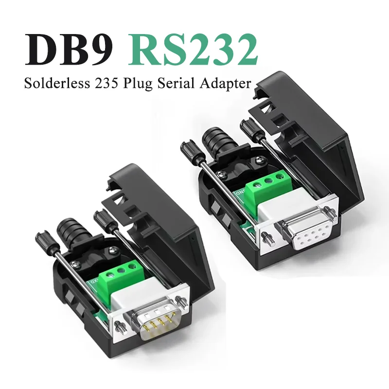 RS232 DB9 Solderless Connector 235 Plug Serial Adapter Male Female COM Interface 9-pin Line Board Head 9Pin Breakout Terminals