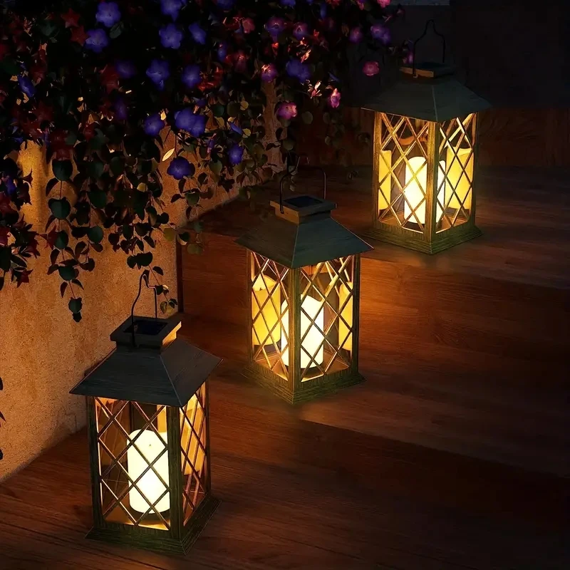 Solar Powered Palace Lantern Flickering Flameless Candle Waterproof LED Light For Table Patio Lawn Outdoor Party Decorative