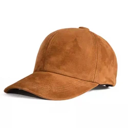 2025 Male Suede Genuine Leather Sheepskin 56-60CM Black/Brown Baseball Caps For Women/Man Casual Street Gf Gorras Hat