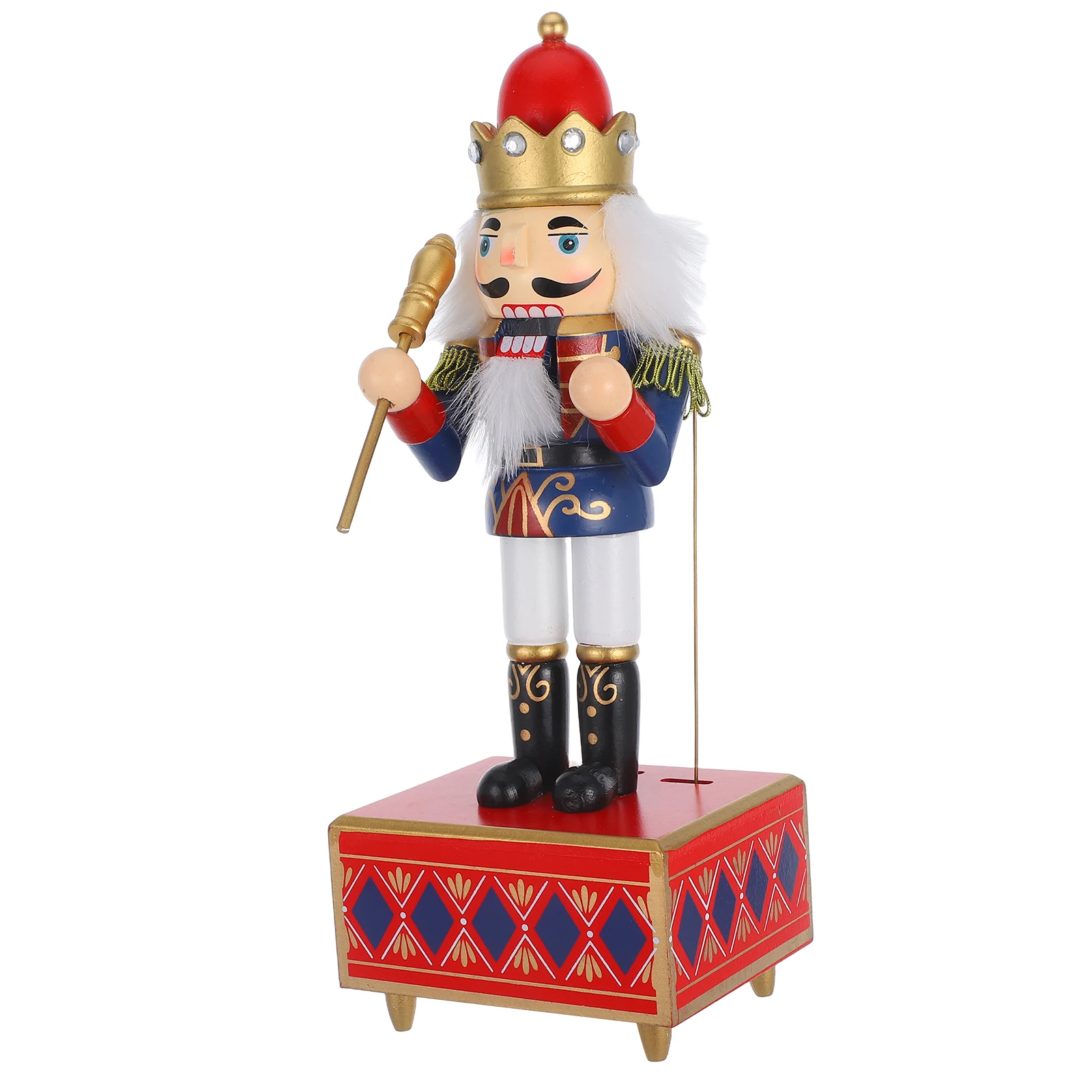 

Xmas Nutcracker Music Box Wooden Musical Ornament Hand Painted Nutcracker Decor Xmas Gift for Home Table Bookshelf Christmas