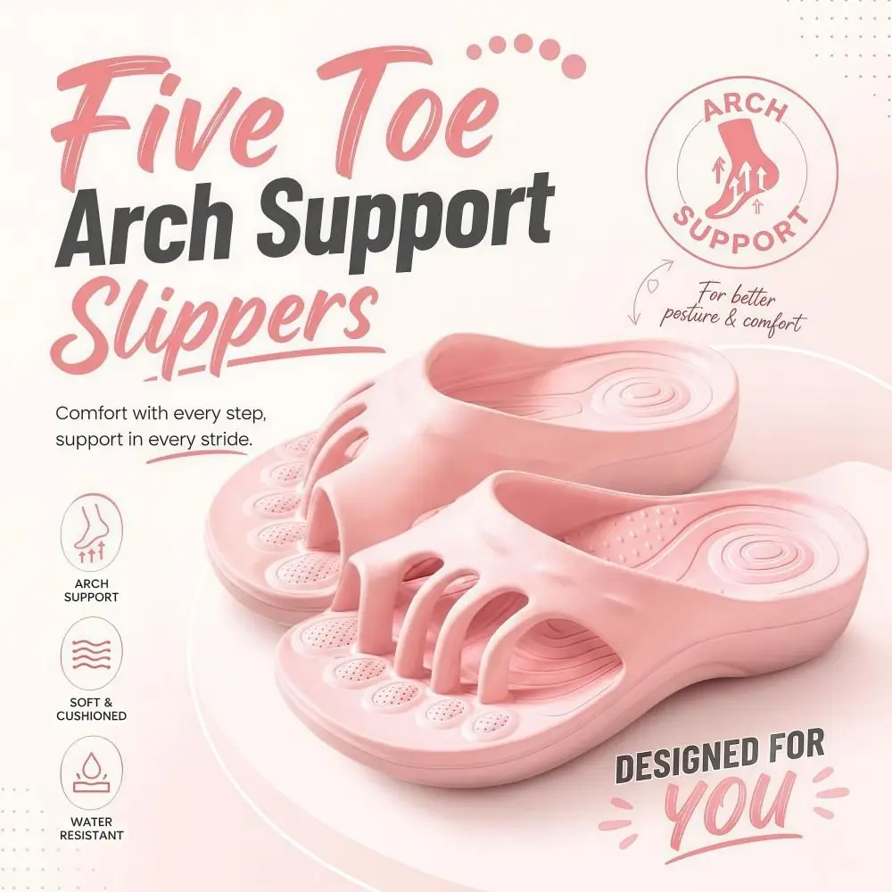 EVA Five Toe Slide Sandals Bunion Relief Non-slip Arch Support Slippers Shock-absorbing Lightweight Split Toe House Slides Woman
