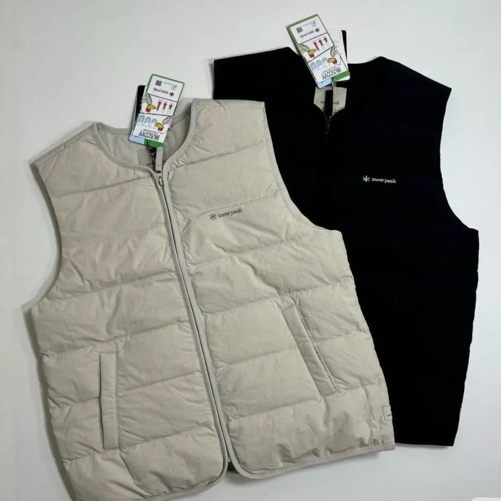 snow peak Lightweight Duck Down Vest Men Women Unisex Classic All Match Warm Sleeveless Jacket Portable Outdoor Casual Waistcoat