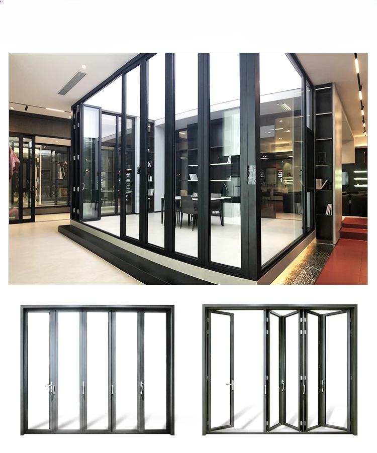 Customized Patio Aluminum Double Glass Bi folding/Accordion/folding Doors for sales