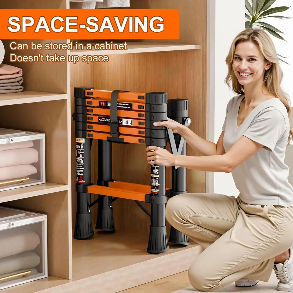 Składany stołek z poręczą bezpieczeństwa, szerokim antypoślizgowym pedałem, grubymi gumowymi nóżkami, lekki, wytrzymały, składany i przenośny, 33