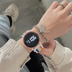 Fashion Rainbow Colorful Kids Watches Casual Nylon Strap Sport School Student Boys Girls LED Digital Children Watches Gift Clock