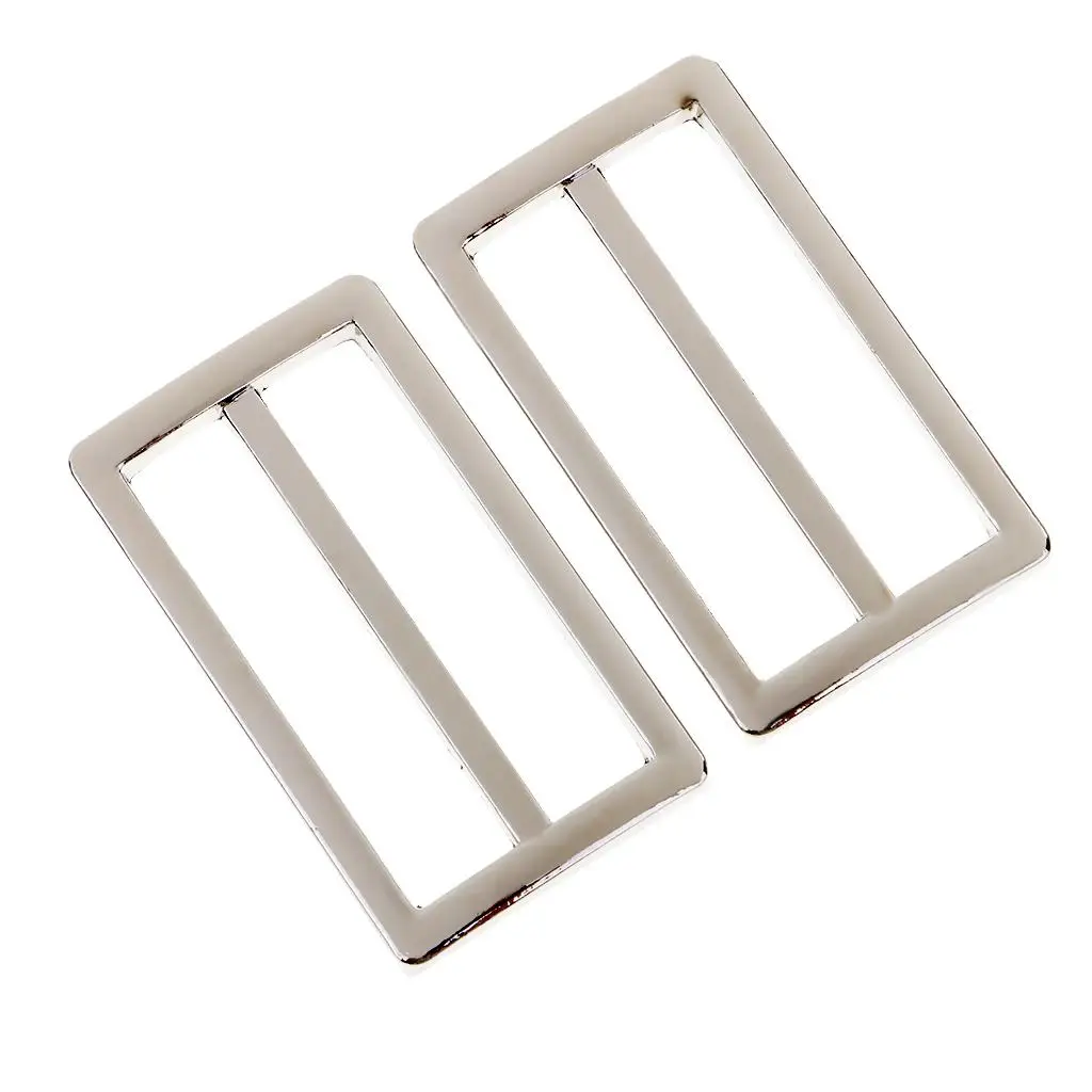 2-4pack 4 Pieces Adjustable Buckles Strap Slide 3 Bar Adjusters Silver
