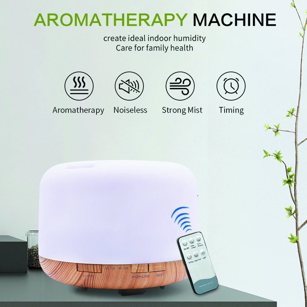 Aroma Diffuser Essential Oil Diffusor Air Humidifier Ultrasonic Remote Control 7 Color LED Lamp Mist Maker For Home 300ml 500ml