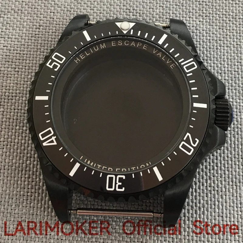 

LARIMOKER New 44mm Dlack PVD Watch Case Sapphire Glass Fit NH34 to NH39 ETA 2836 Mingzhu DG2813 3804 Miyota 8205 8215 Movement