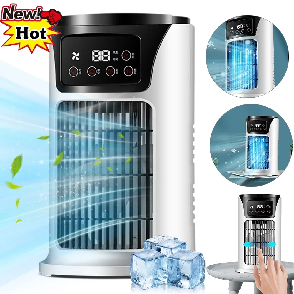 

Портативный настольный вентилятор-кондиционер с ультразвуковым распылением, 6 скоростей, бесшумный, с ночником, электрический вентилятор для дома