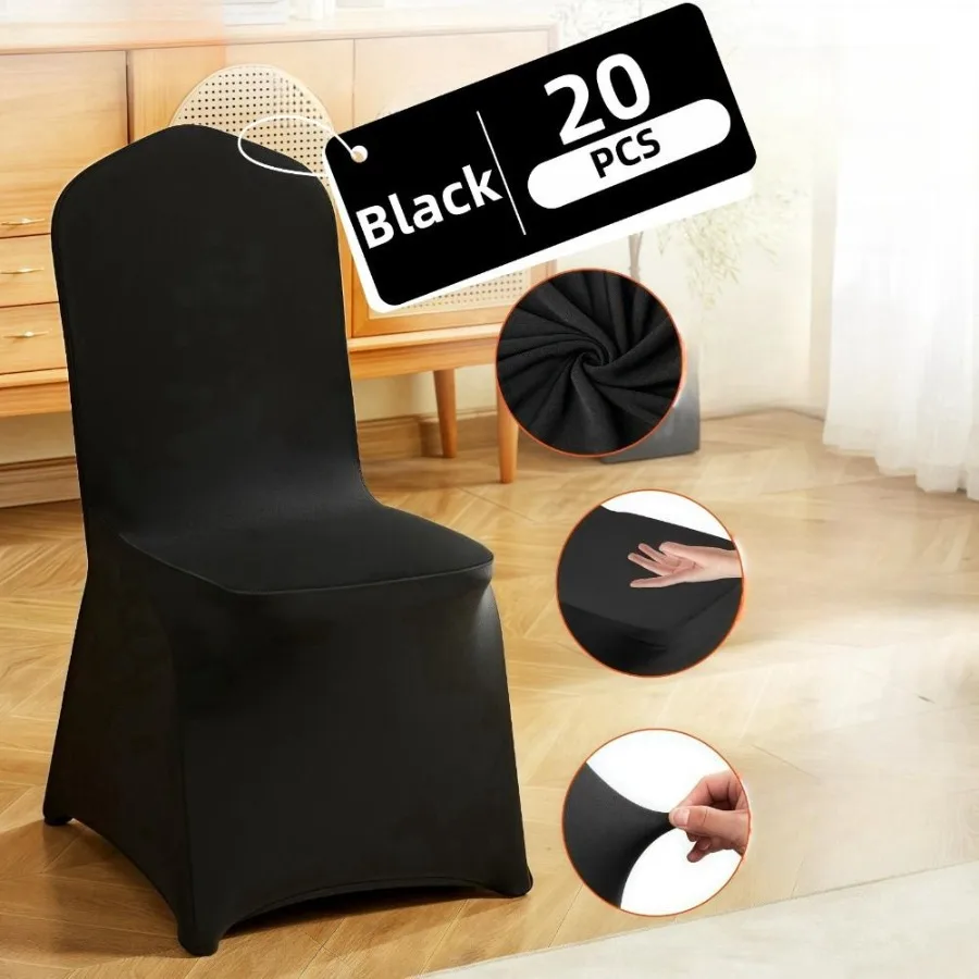 

20PCS Stretch Spandex NonSlip Chair Covers Universal Fit Washable Slipcovers for Wedding Party Banquet Celebration Dining Black