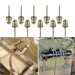 10pcs Tactical Gear Clip Molle Elastic Strap Tactical Gear Carabiner Clips Outdoor Hydration Tube Backpack MOlle Attachments
