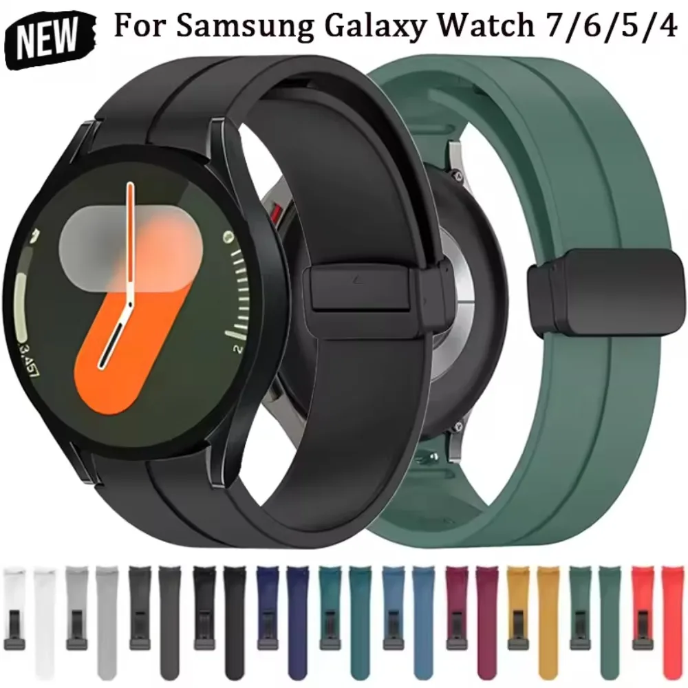 Magnetverschluss Silikonarmband für Samsung Galaxy Watch 7 6 5 4 FE 44mm 40mm 5 Pro 45mm Weiches Armband Watch 6/4 Classic 43/47mm