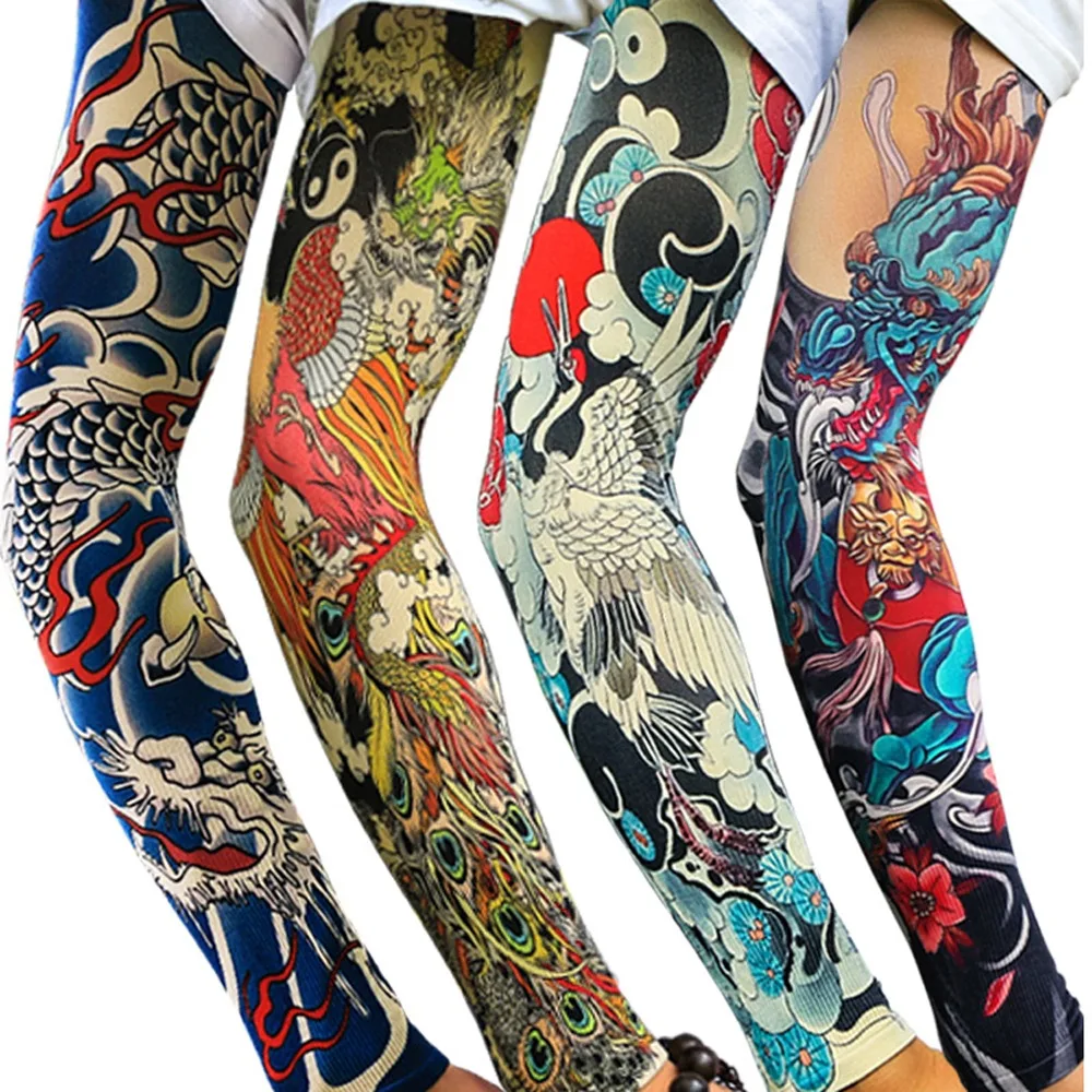 

Цветочный узор на руку Цветочная рука с татуировкой на руку Эластичный дышащий мужской солнцезащитный рукав Защита от ультрафиолета с длинными рукавами