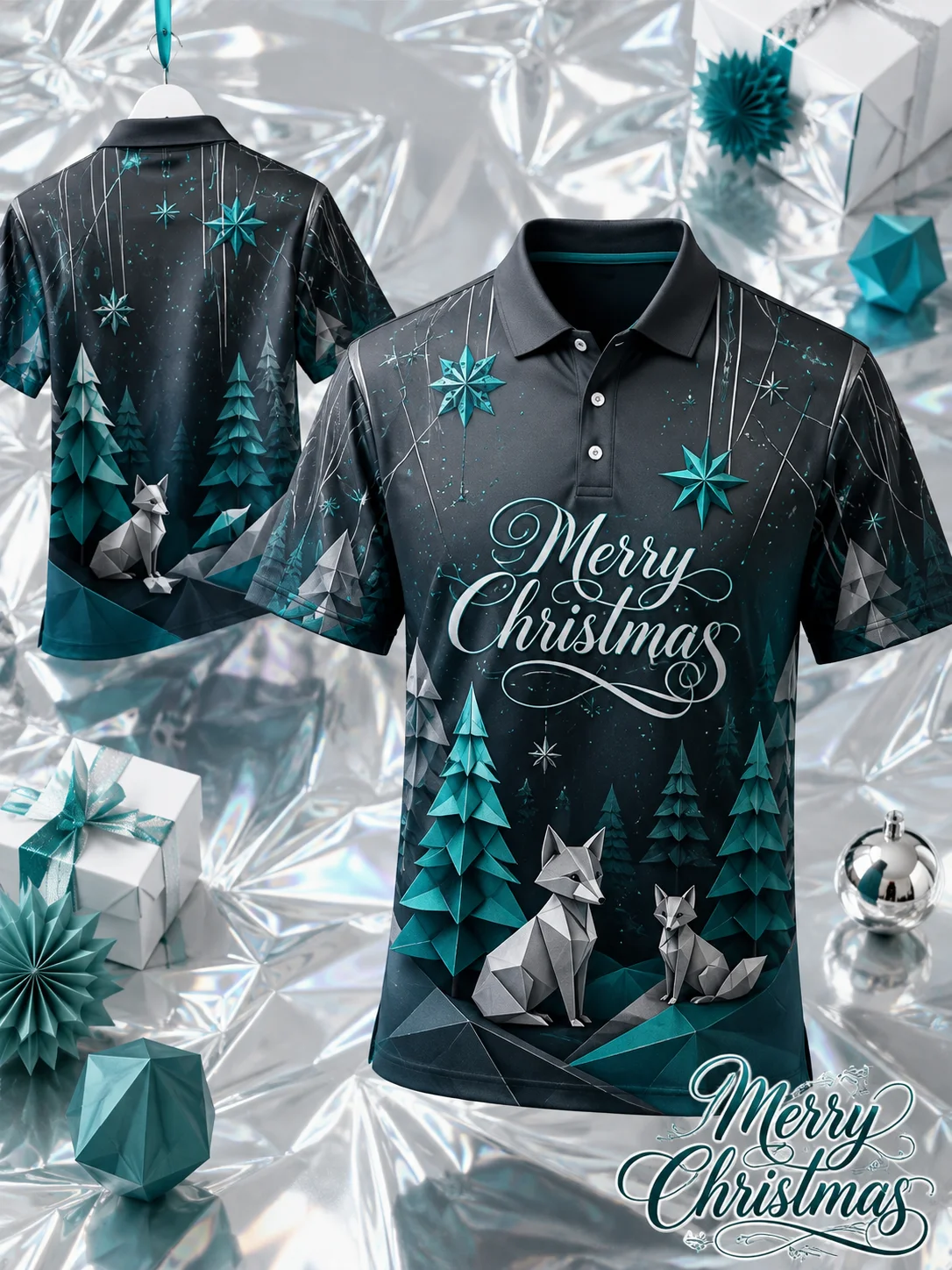 Kemeja Polo Krismas Keluarga Paling Laris Corak 3D Selesa dan Bernafas untuk Pesta Percutian Hadiah dan Pakaian Sedondon