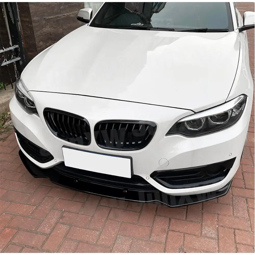 

High Quality ABS Carbon Look Front Bumper Cover Three-section For BMW 2 Series F22 Standard 2014-2021 Rear Lip Guard Car Styling