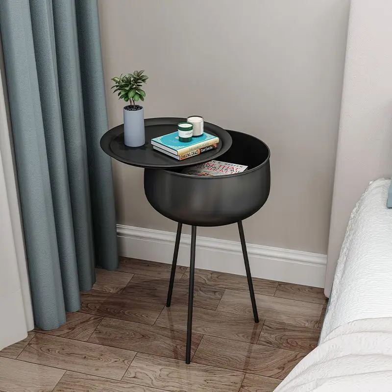 bedside table small simple table wrought iron rental house bedroom home rental bedside shelf storage cabinet