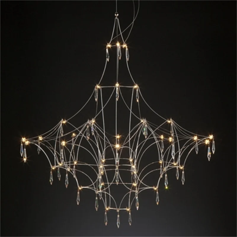 

Modern Stylish Crystal Chandelier Art Deco Stainless Steel Lighting Fixture Firefly Suspension Lamp For Kichen Hall Living Room