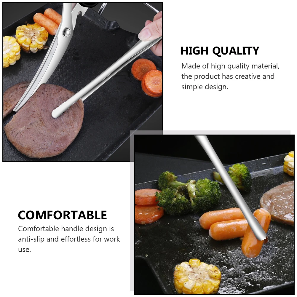 

2pcs Stainless Steel Barbecue Tongs Roast Meat Scissors Grilling Clips Kitchen Gadgets Ergonomic Food Clamp Tools for BBQ Home