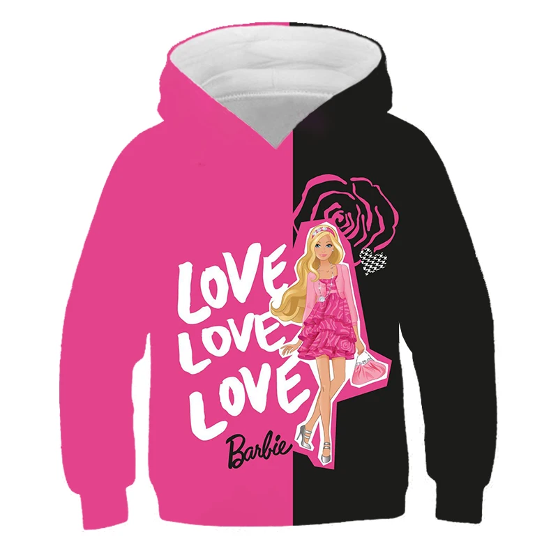 Barbie Casual 3D Printing Kids Sportswear Hoodies Clothing Girls Boys Sweatshirt Children Jogging Halloween Gift