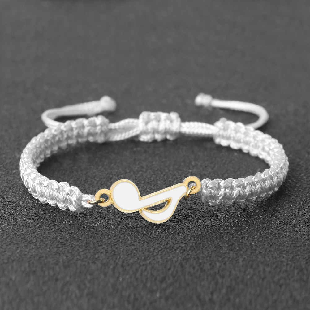 Rock Music Bracelets For Men Women Alloy Musical Note Pendant Bracelets Couple Hand Woven Lucky Rope Bangle Lover\'s Jewelry Gift