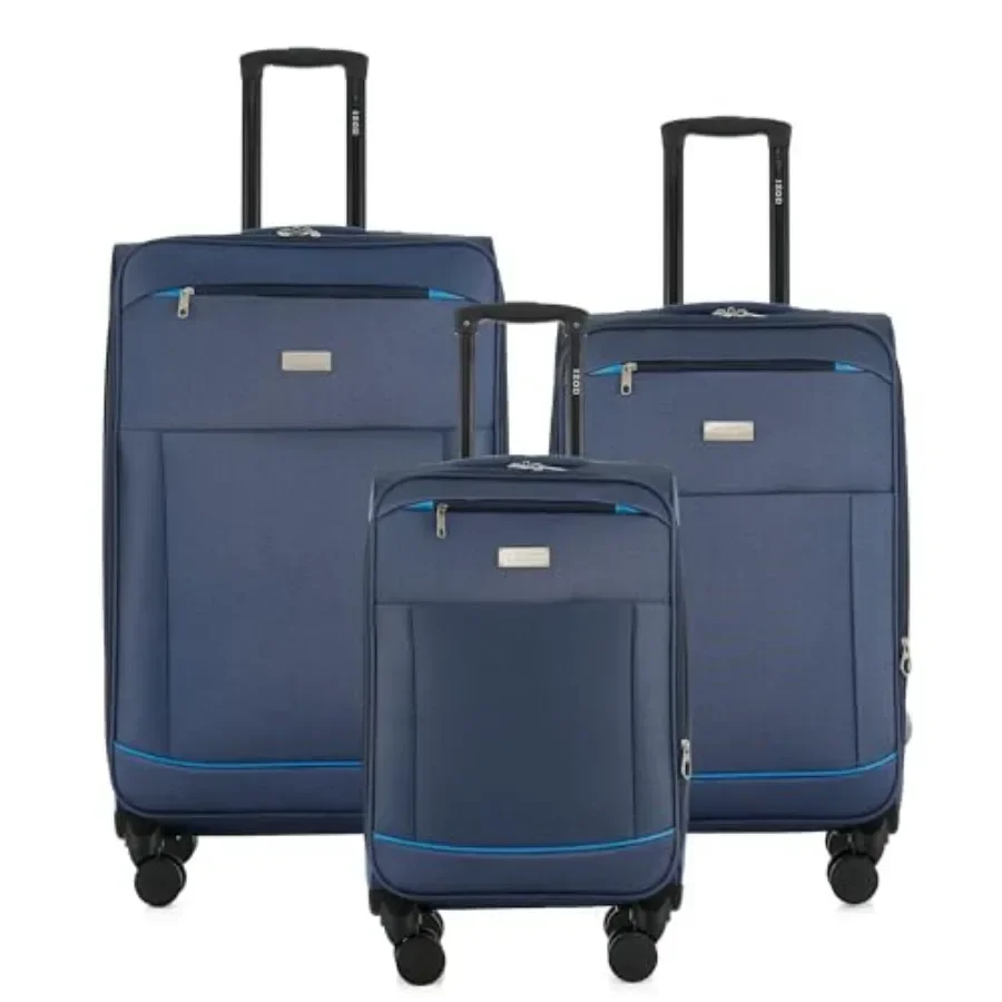 Travel luggage set: soft shell, lightweight, expandable, 3 pcs, black, ideal for frequent flyers and weekend trips