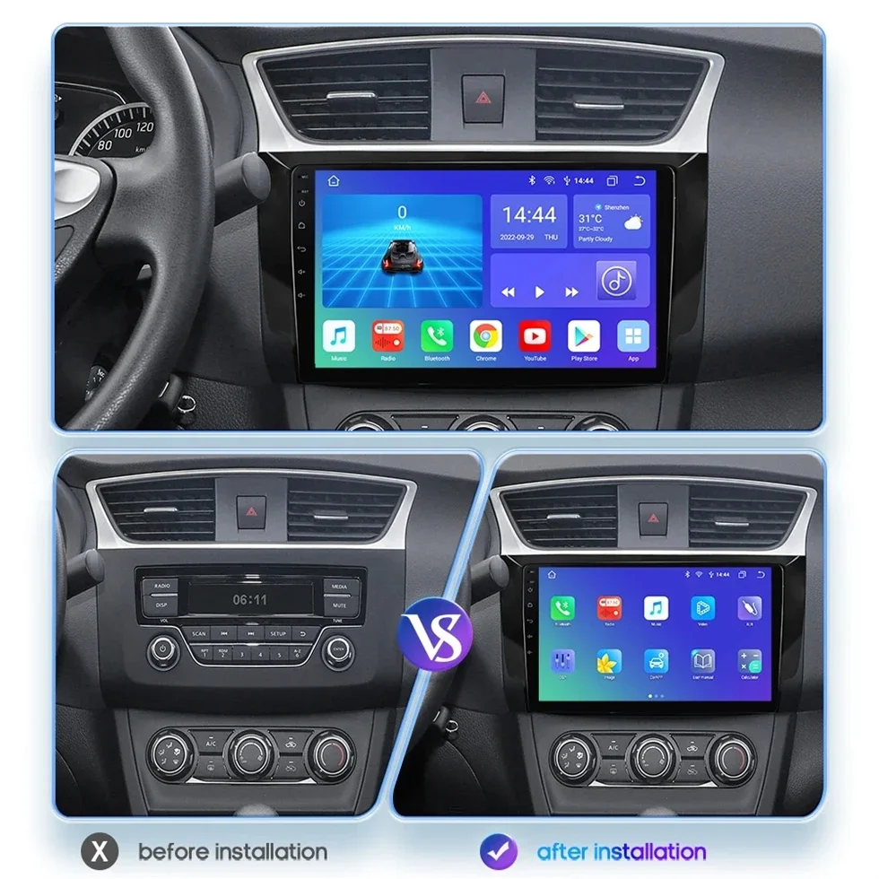 6G+128GB Android 13.0 Car Radio Multimedia Player For Nissan Sylphy Sentra Pulsar NB17 Tiida C13R 2012 2013 2014 2015 2017