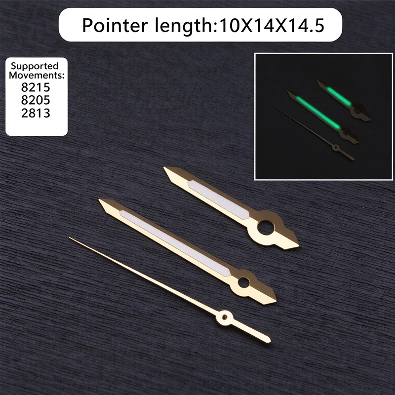 10*14*14.5mm Watch Hands Polished With Green Japan Lumines For 8215 8205 2813 Movement SKX Assembly Module Part Mods