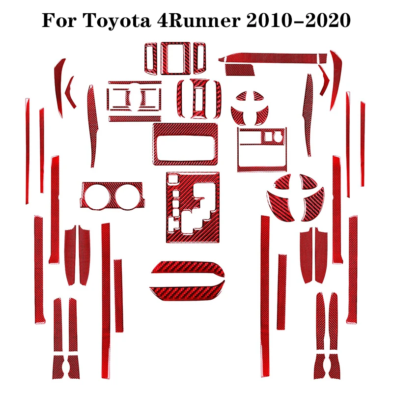 For Toyota 4Runner 2010- 2017 2018 2019 2020 Carbon Fiber Red Various Parts Stickers Car Interior Decorative Accessories