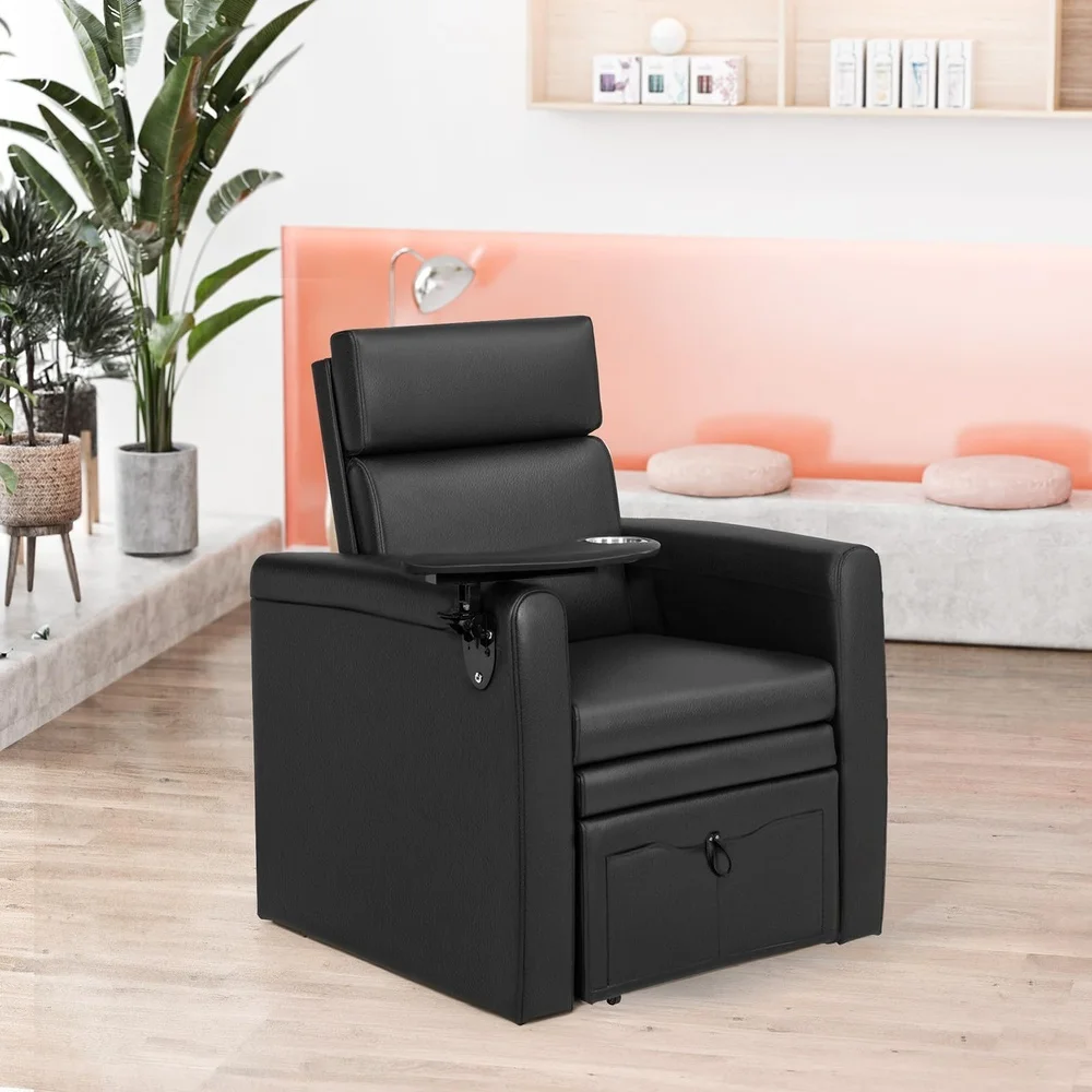 Electric Pedicure Chair Pedi Station w/Adjustable Backrest Movable Cup Holder & Hidden Storage Platform No Plumbing Full Floor