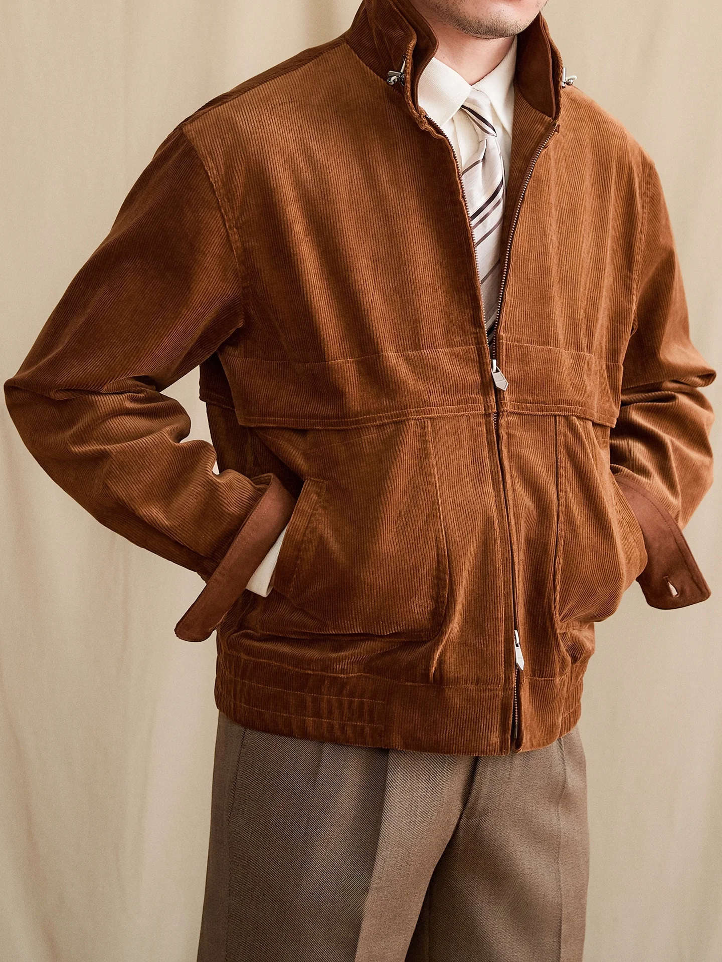 

Mr. Deer Tee Thiened Corduroy ort Jaet Pure Cotton Faionable Warm Casual Retro All-Match Outerwear Trendy Autumn Wi...