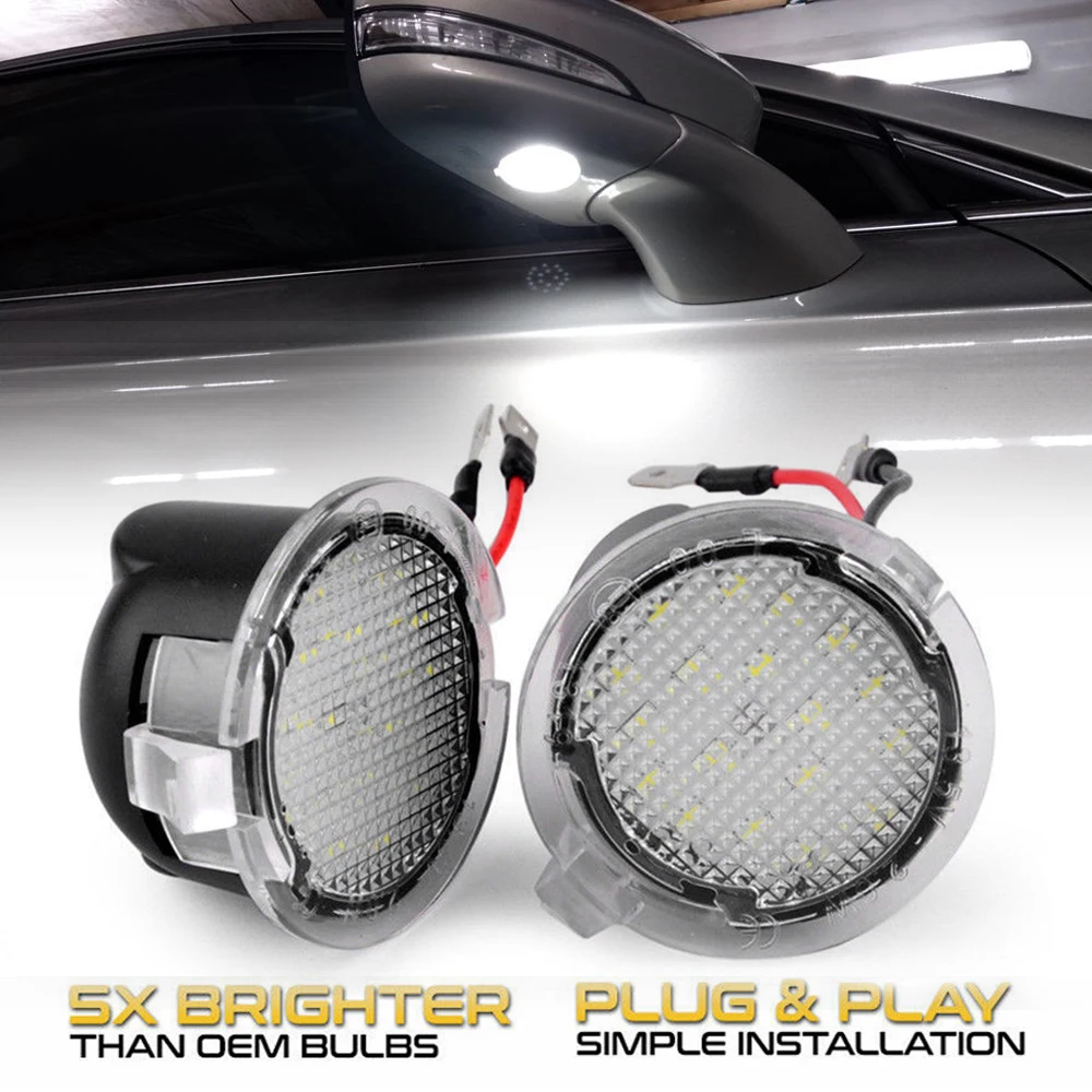 2Pcs White LED Under Side Mirror Puddle Lights For Lincoln Navigator 3 LS MKZ MKX MKS MKT Mark LT Mercury Sable Montego 3