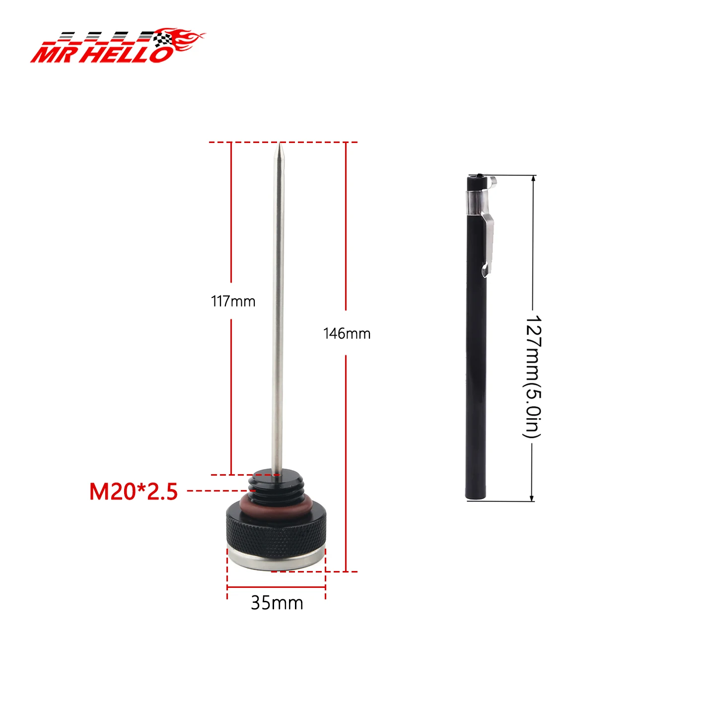 Motorcycle Fuel Tank Caps M20x2.5 Oil Temperature Gauge with 117MM Probe Or Not Probe 0-200 Pointer Thermometer Cap