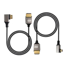 Kabel 8K UHD 90 stopni w górę/w dół/w lewo/w prawo Mini-HD Micro-HD do portu HD cienki przewód do kamerka do laptopa monitora kamery HDTV