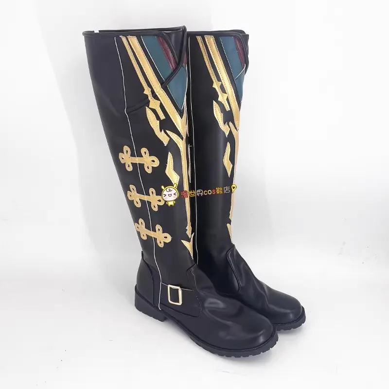 Love and Deepspace Xavier Cosplay Shoes Black Boots Halloween Party PU Leather Shoes Anime Accessories Cosplay Props Custom Made