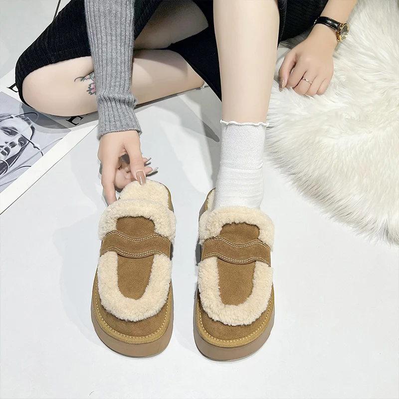 Slippers Casual Fur Shoes Slides Slipers Women Platform Cover Toe Luxury Plush 2024 Fashion Fur Shoes House Slippers Platform Sl