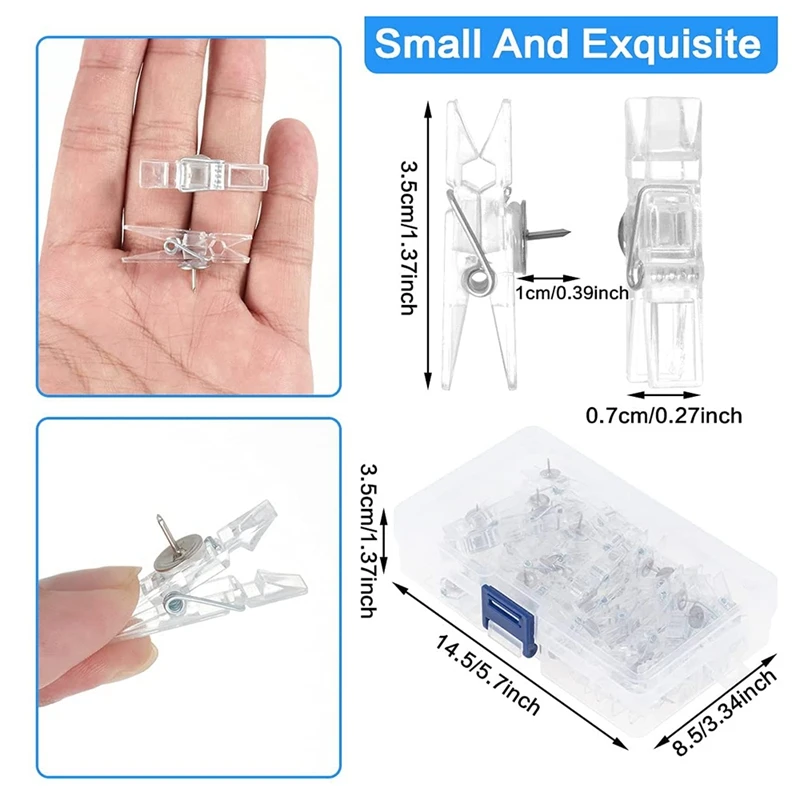 50 pezzi clip per puntine in plastica per bacheca in sughero puntine puntine mini clip per foto graffette per bacheca colore trasparente