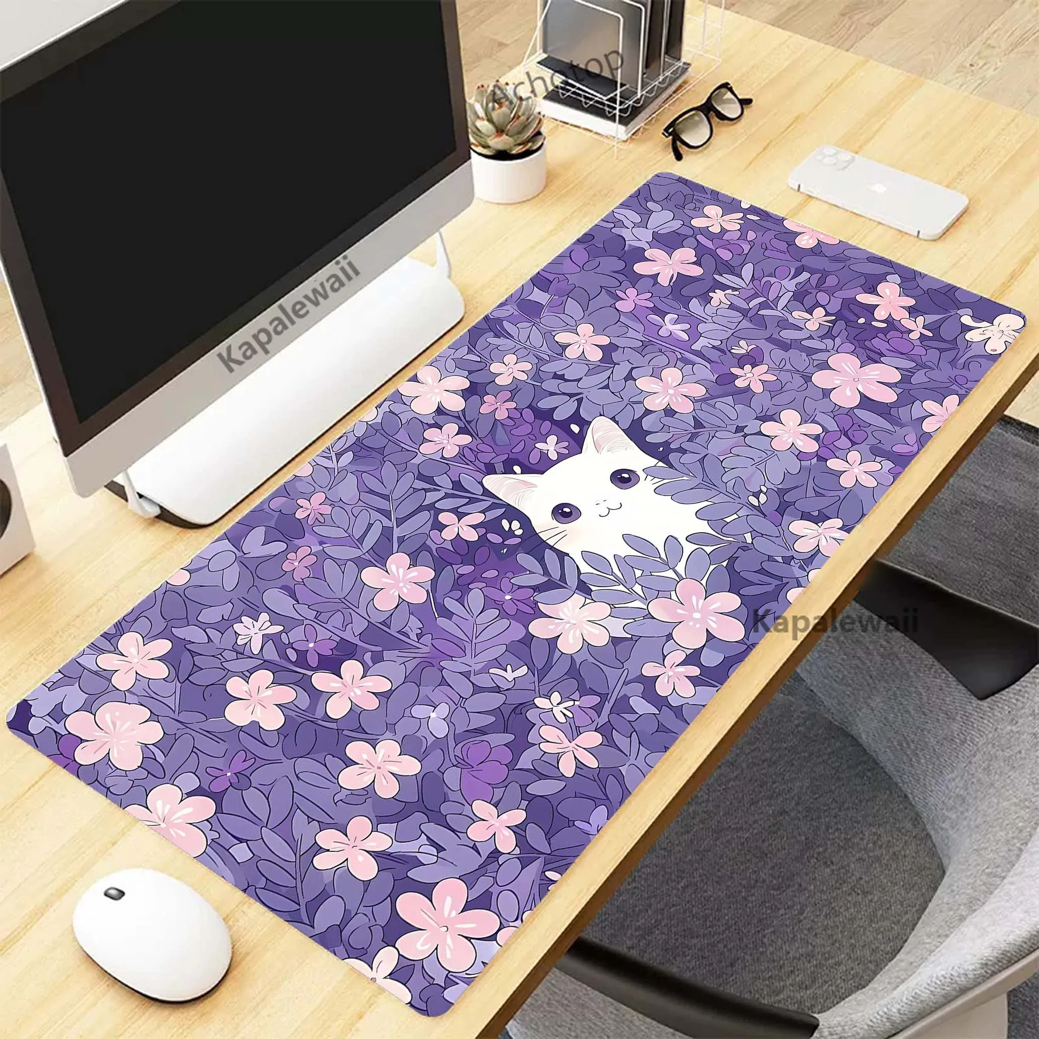 

Cute Kawaii Cat Bright Color Mousepad Gaming Speed Keyboard Pads Mouse Pad XXL Rubber Carpet Locked Edge Mouse Mat 900x400mm