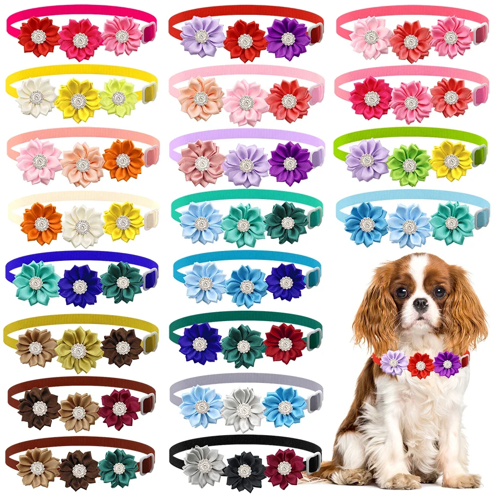 50/100 Pcs Flower Pattern Dog Accessories Bows Daily Decoration Pet Bows Grooming Bowties Cute Bowties Bowknots For Small Dogs