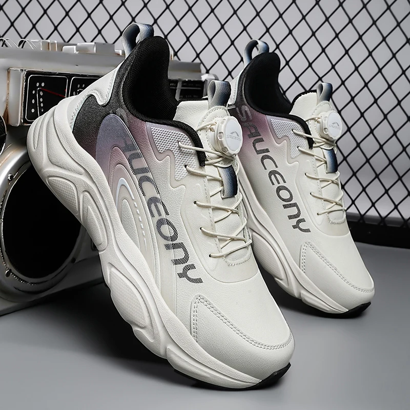 2026 Mens Sneakers with Rotating Buckle Comfy Non Slip Durable Shoes for Men Large-size Jogging Sports Running Outdoor Activitie