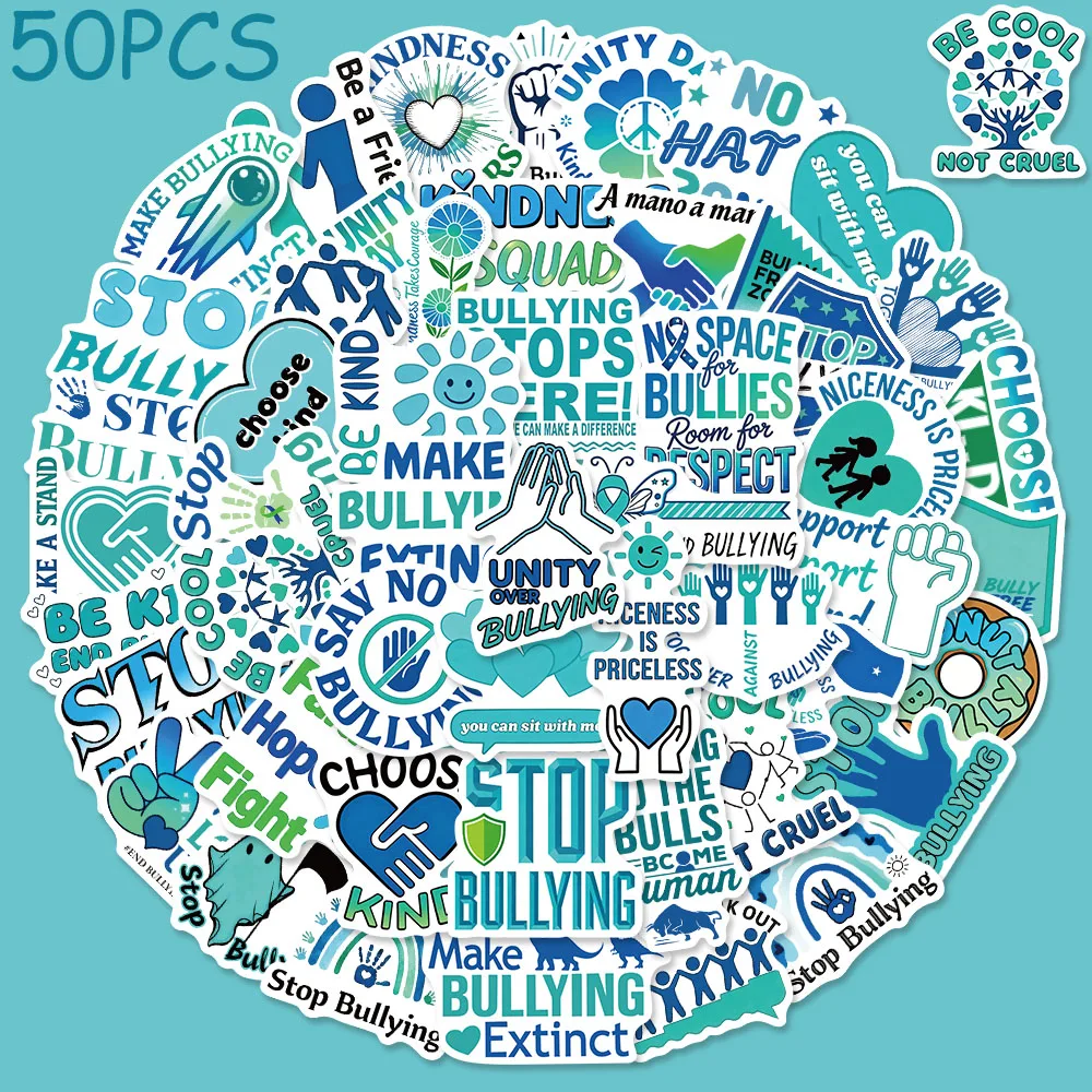 

50pcs Cartoon Anti-Bullying Day Stickers Decals For Phone Laptop Suitcase Skateboard Helmet DIY Graffiti Waterproof Stickers