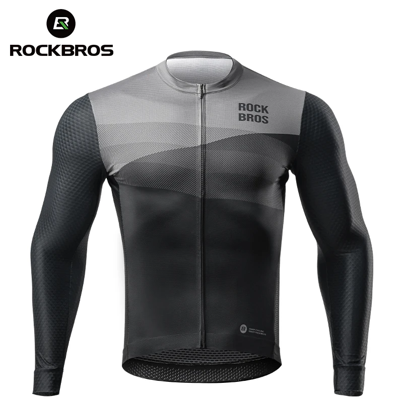 ROCKBROS Mens Bike Jacket Long Sleeves Tops Spring Summer Quick Dry Anti-sweat Sportswear MTB Road Cycling Bicycle Jerseys