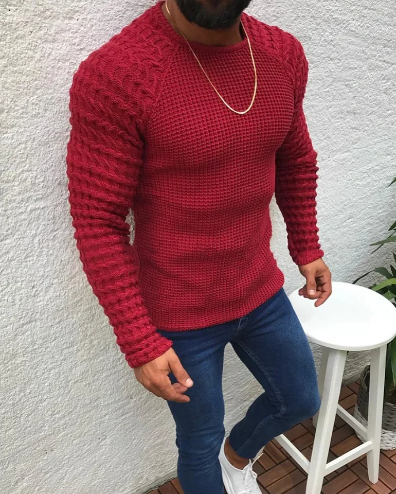 Maglione da uomo 2023 autunno/inverno tinta unita manica lunga girocollo pullover maglione lavorato a maglia per uomo