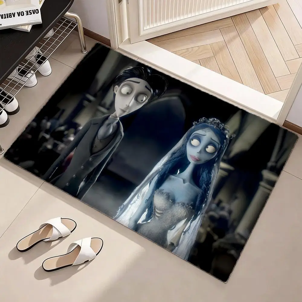 C-Corpse B-Bride Cartoon Floor Mat Soft Flannel Non-Slip Door Mat - Thickened Rug for Living Room Home Decor