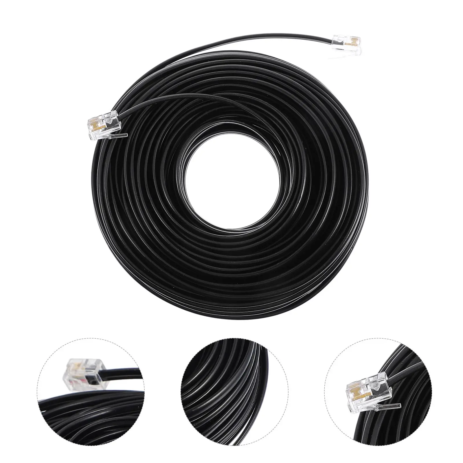 20M Telephone Extension Cord Cable For Home Office Connecting RJ11 Plug Fax Machine Desk Phone Accessories Dust Plug