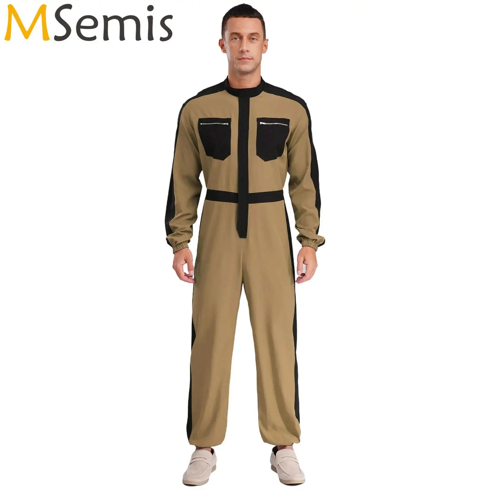 

Work Jumpsuit for Men Zipper Work Overalls Long Sleeve Jumpsuit with with Pockets Factory Woodworking Electrician Uniform