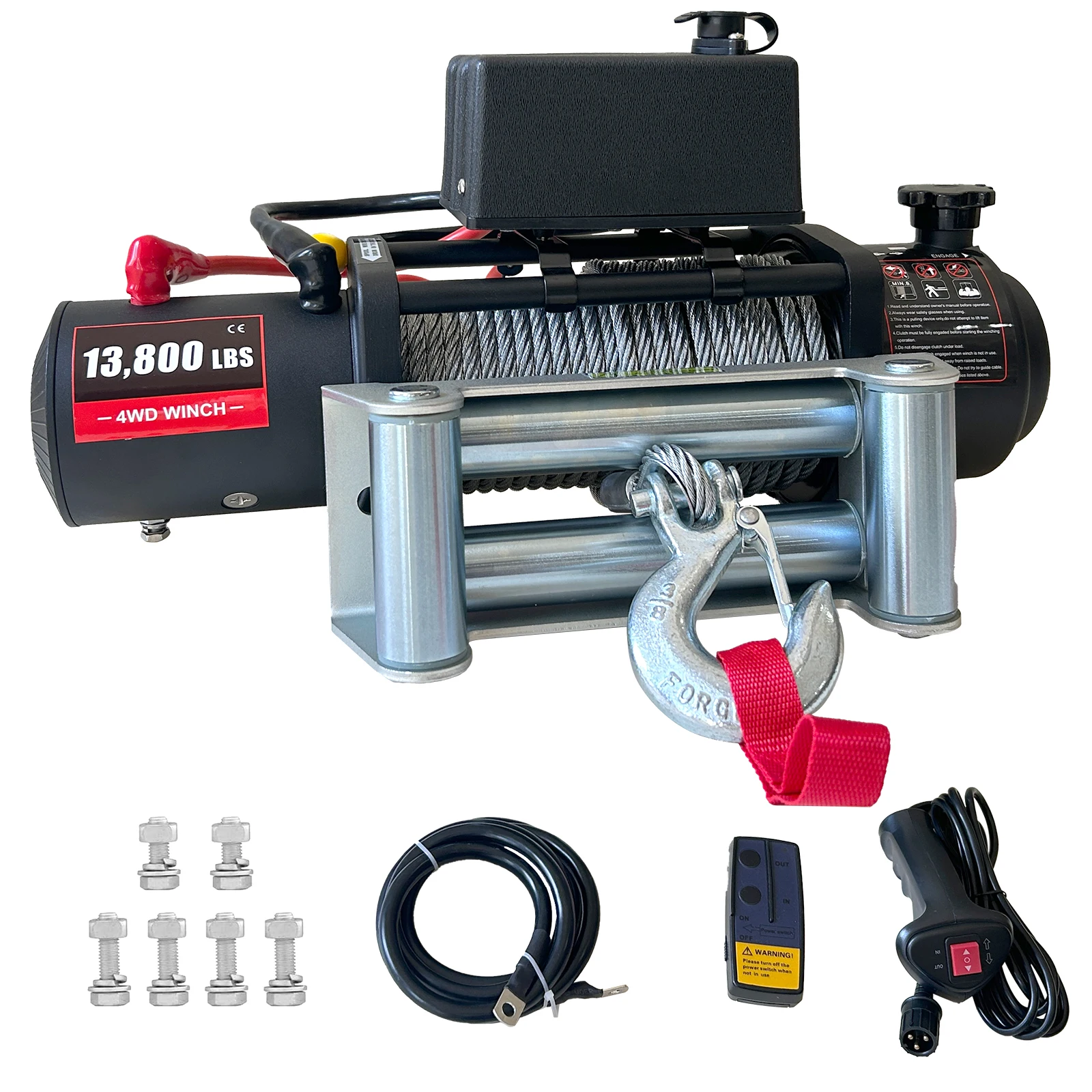 Electric Winch, 13,800 LB, 12V DC Truck Winch with 78 ft Synthetic Rope Aluminum Fairlead Wireless & Wired Remote Control, IP67 Waterproof for Towing Off-Road SUV Trailer Boat